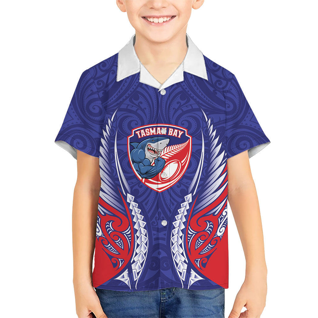 Tasman Bay 2026 Rugby Custom Kid Hawaiian Shirt NZ Maori Silver Fern