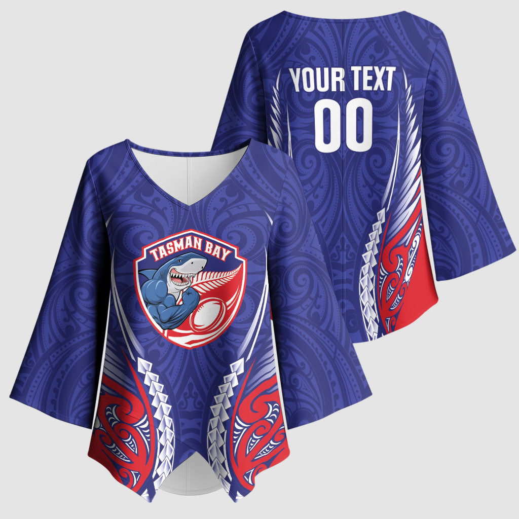 Tasman Bay 2026 Rugby Custom Kimono Sleeve Blouse NZ Maori Silver Fern