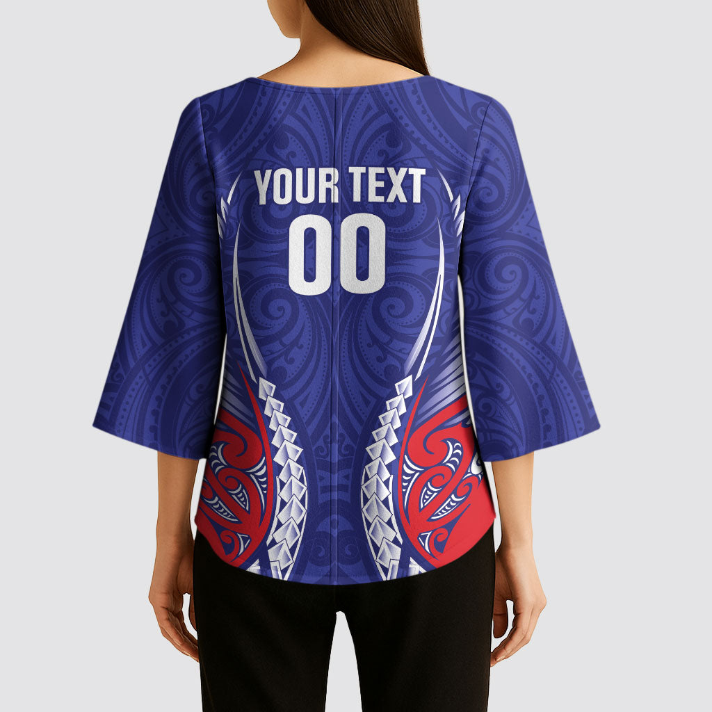 Tasman Bay 2026 Rugby Custom Kimono Sleeve Blouse NZ Maori Silver Fern