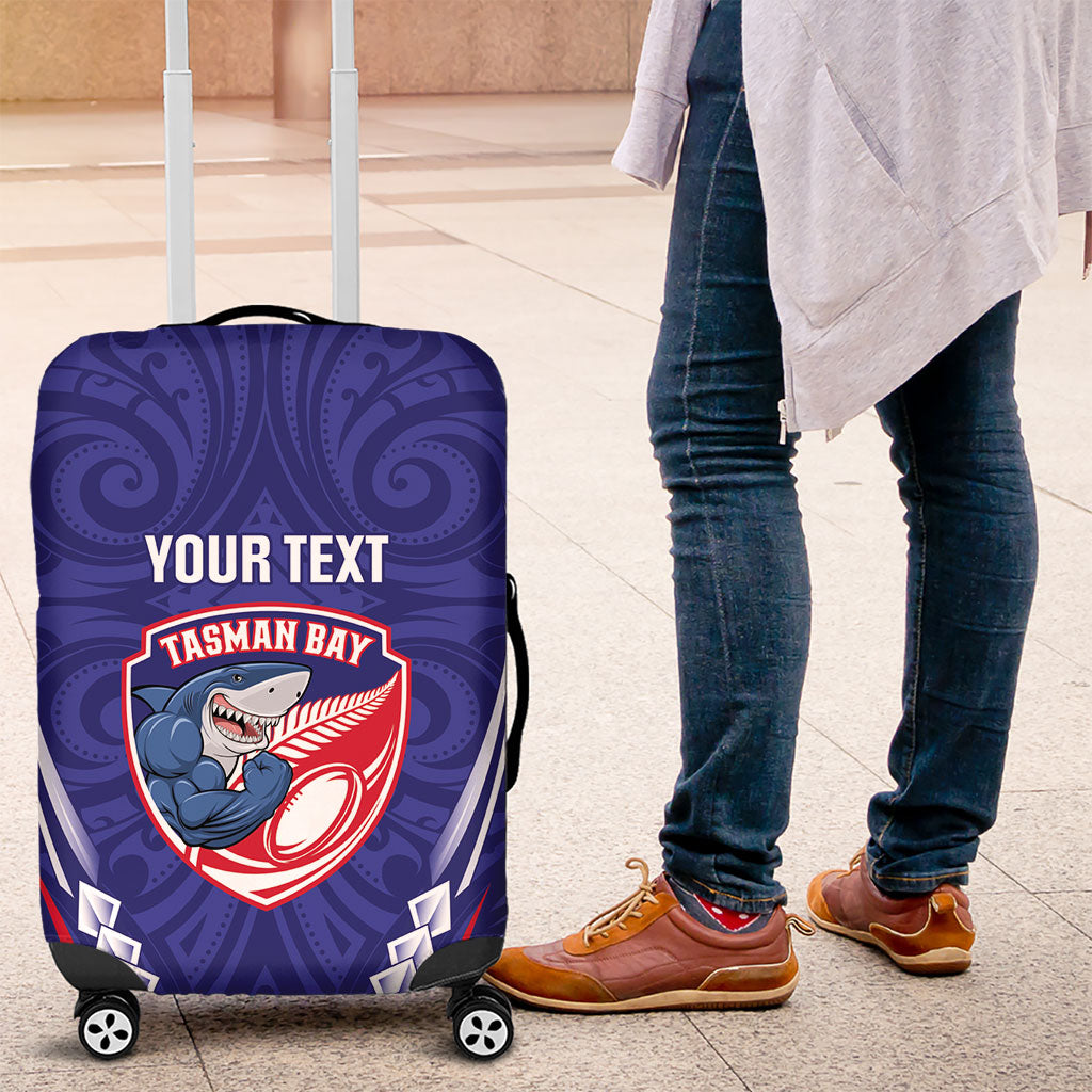 Tasman Bay 2026 Rugby Custom Luggage Cover NZ Maori Silver Fern LT14 Blue - Polynesian Pride