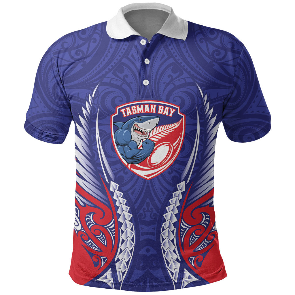Tasman Bay 2026 Rugby Custom Polo Shirt NZ Maori Silver Fern LT14 Blue - Polynesian Pride