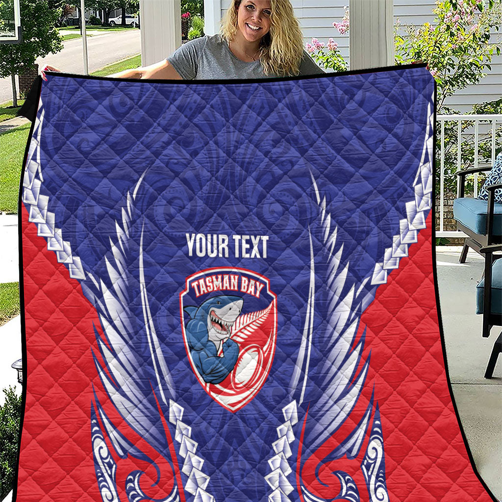 Tasman Bay 2026 Rugby Custom Quilt NZ Maori Silver Fern LT14 Blue - Polynesian Pride