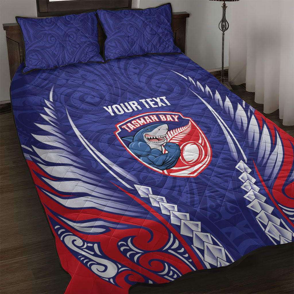 Tasman Bay 2026 Rugby Custom Quilt Bed Set NZ Maori Silver Fern LT14 Blue - Polynesian Pride