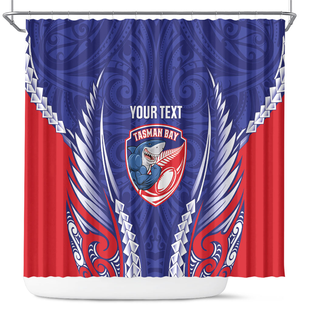 Tasman Bay 2026 Rugby Custom Shower Curtain NZ Maori Silver Fern