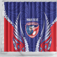 Tasman Bay 2026 Rugby Custom Shower Curtain NZ Maori Silver Fern