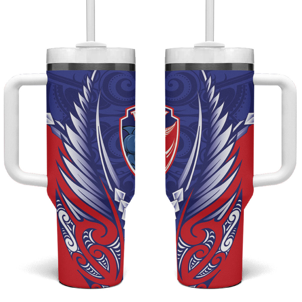 Tasman Bay 2026 Rugby Custom Tumbler With Handle NZ Maori Silver Fern
