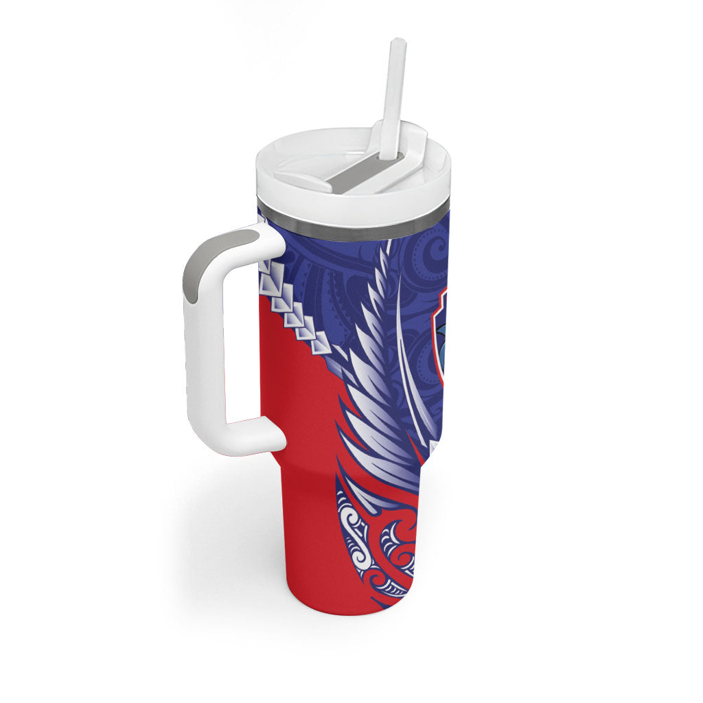 Tasman Bay 2026 Rugby Custom Tumbler With Handle NZ Maori Silver Fern