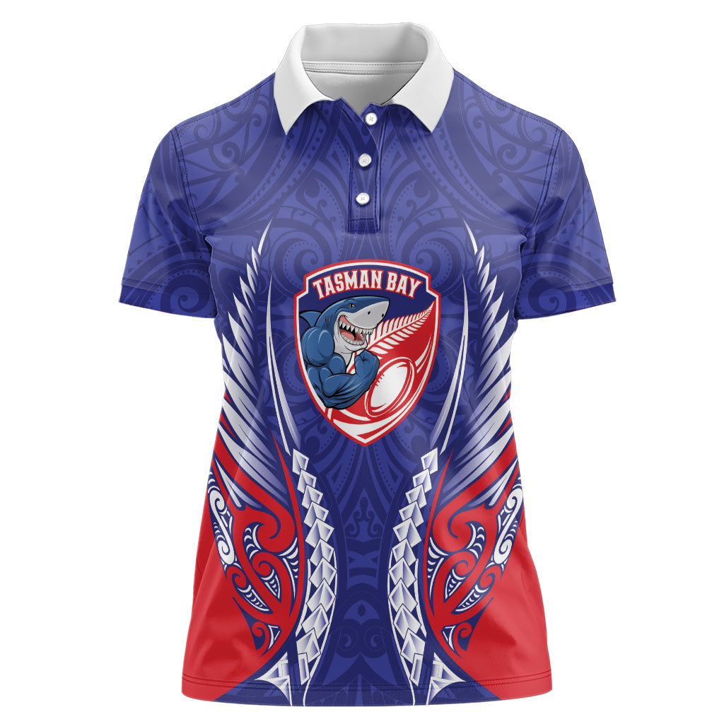 Tasman Bay 2026 Rugby Custom Women Polo Shirt NZ Maori Silver Fern