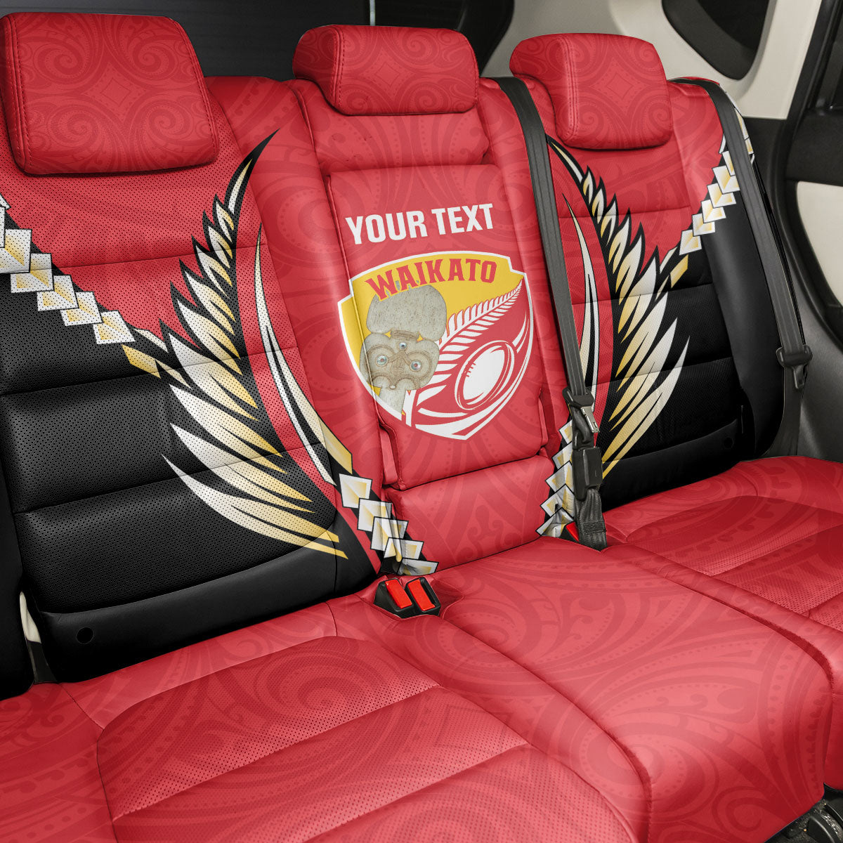 Waikato 2026 Rugby Custom Back Car Seat Cover NZ Maori Silver Fern