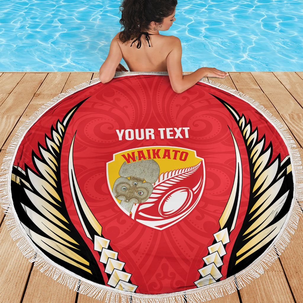 Waikato 2026 Rugby Custom Beach Blanket NZ Maori Silver Fern