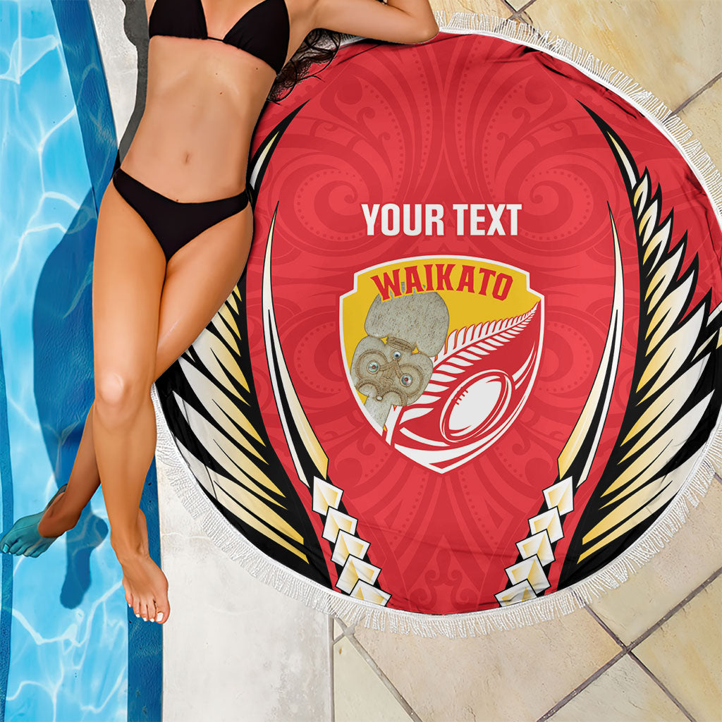Waikato 2026 Rugby Custom Beach Blanket NZ Maori Silver Fern