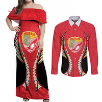 Waikato 2026 Rugby Custom Couples Matching Off Shoulder Maxi Dress and Long Sleeve Button Shirt NZ Maori Silver Fern