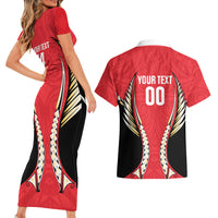 Waikato 2026 Rugby Custom Couples Matching Short Sleeve Bodycon Dress and Hawaiian Shirt NZ Maori Silver Fern