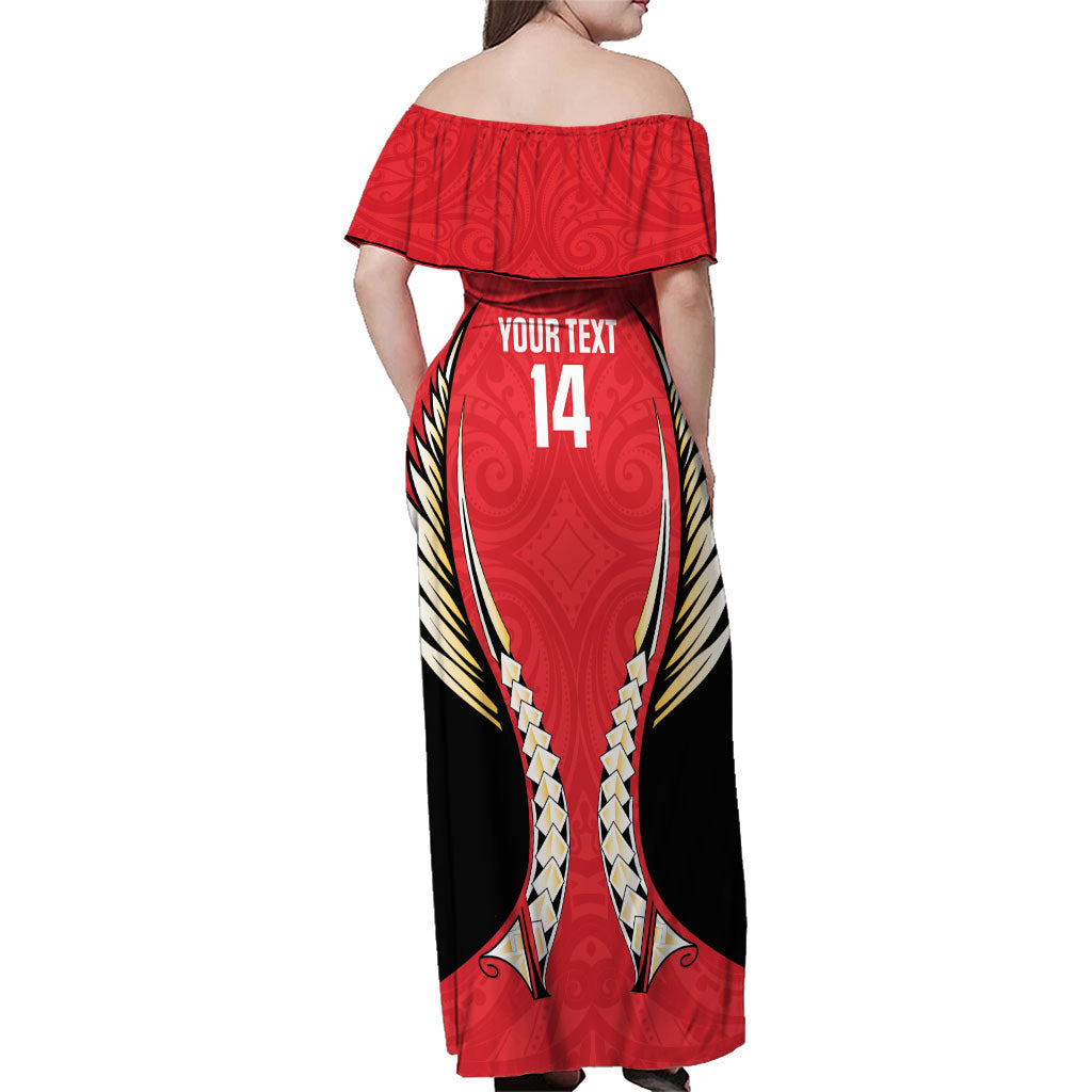 Waikato 2026 Rugby Custom Family Matching Off Shoulder Maxi Dress and Hawaiian Shirt NZ Maori Silver Fern