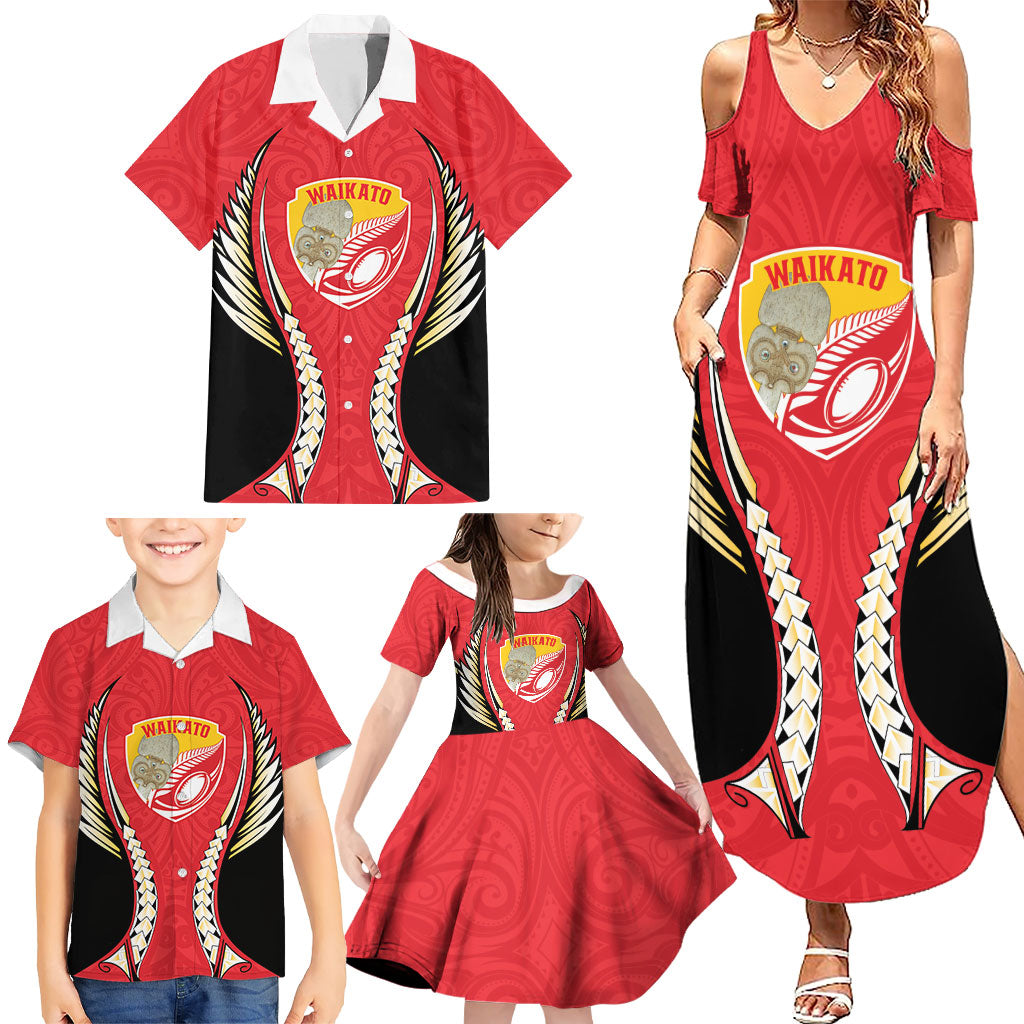 Waikato 2026 Rugby Custom Family Matching Summer Maxi Dress and Hawaiian Shirt NZ Maori Silver Fern
