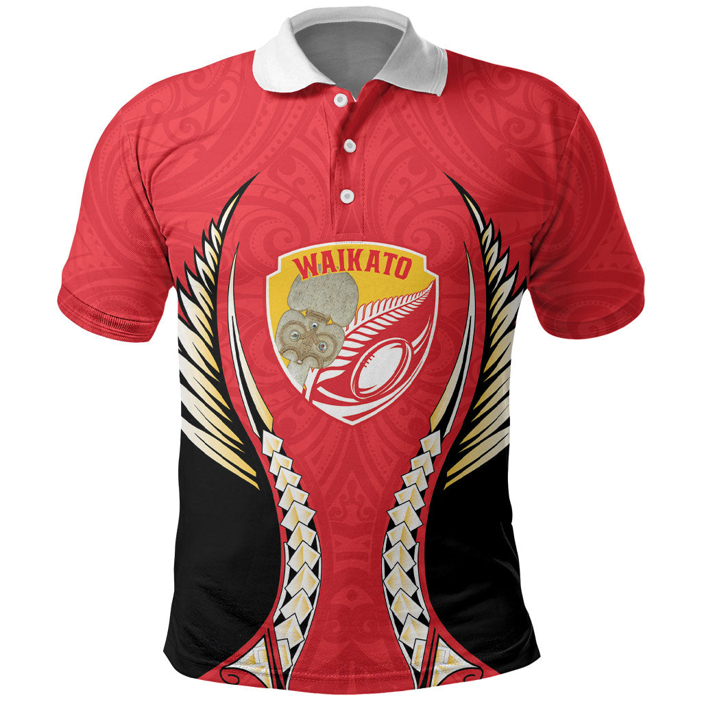 Waikato 2026 Rugby Custom Polo Shirt NZ Maori Silver Fern LT14 Red - Polynesian Pride