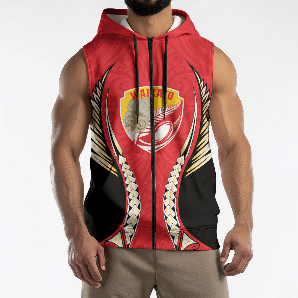 Waikato 2026 Rugby Custom Sleeveless Zip Hoodie NZ Maori Silver Fern