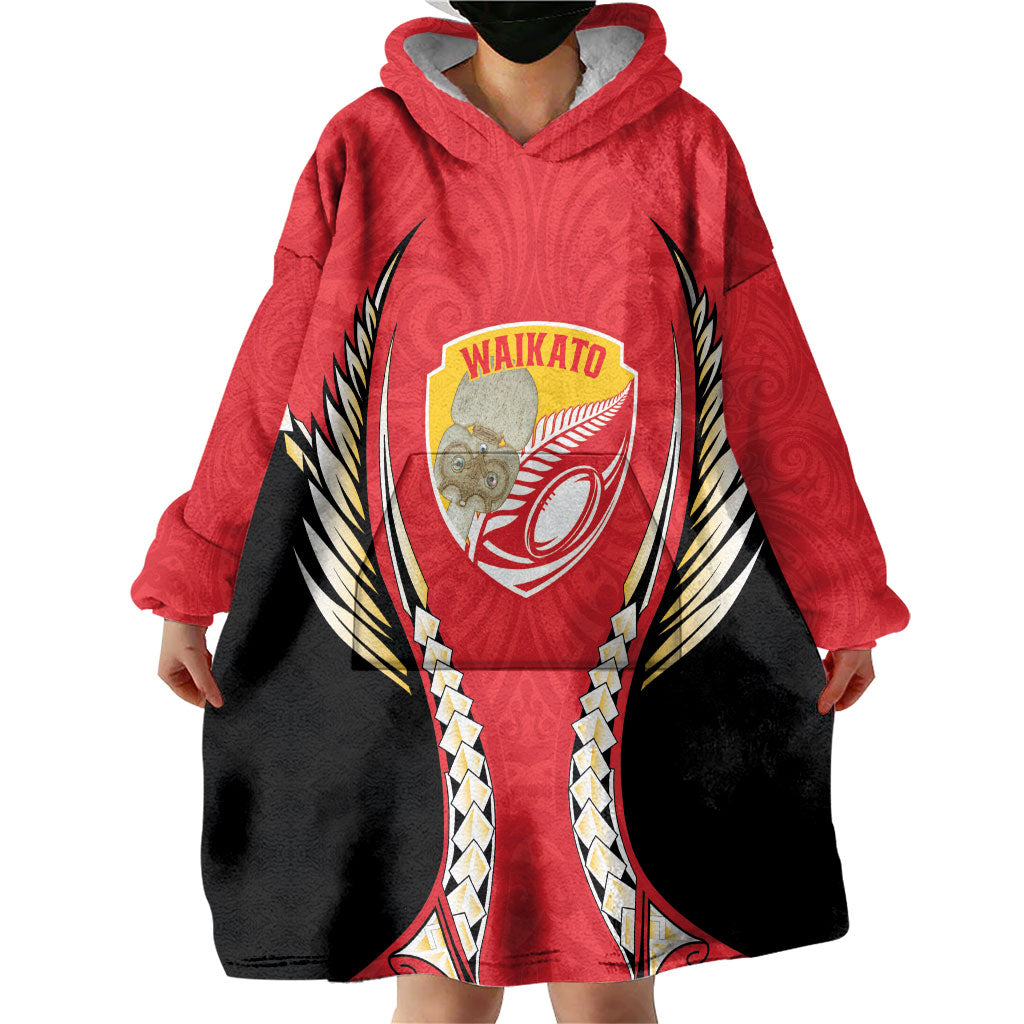 Waikato 2026 Rugby Custom Wearable Blanket Hoodie NZ Maori Silver Fern