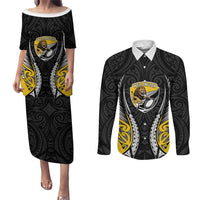 Wellington 2026 Rugby Custom Couples Matching Puletasi and Long Sleeve Button Shirt NZ Maori Silver Fern