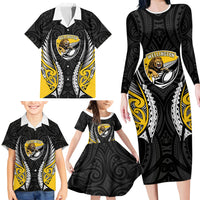 Wellington 2026 Rugby Custom Family Matching Long Sleeve Bodycon Dress and Hawaiian Shirt NZ Maori Silver Fern