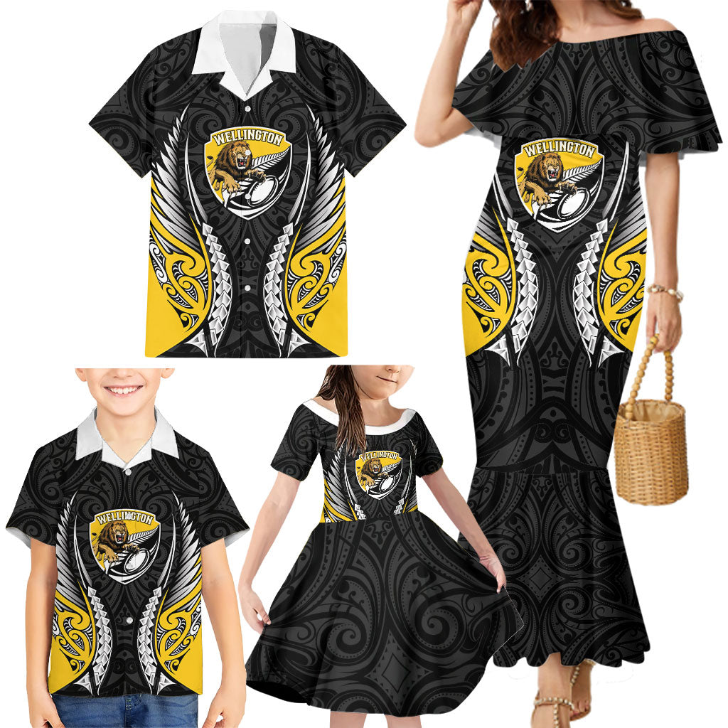 Wellington 2026 Rugby Custom Family Matching Mermaid Dress and Hawaiian Shirt NZ Maori Silver Fern