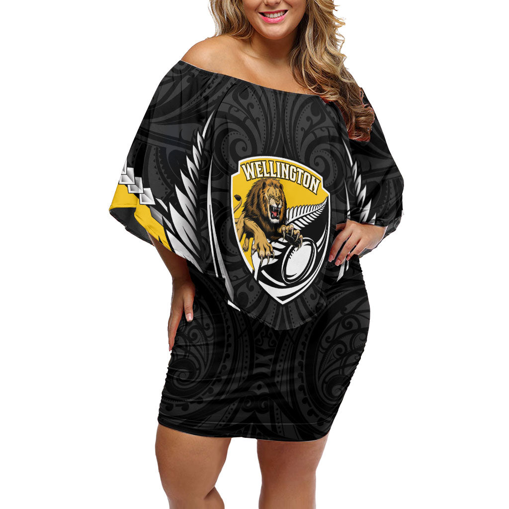 Wellington 2026 Rugby Custom Family Matching Off Shoulder Short Dress and Hawaiian Shirt NZ Maori Silver Fern