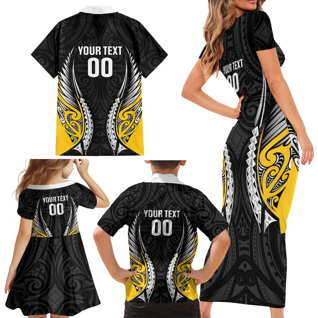 Wellington 2026 Rugby Custom Family Matching Short Sleeve Bodycon Dress and Hawaiian Shirt NZ Maori Silver Fern