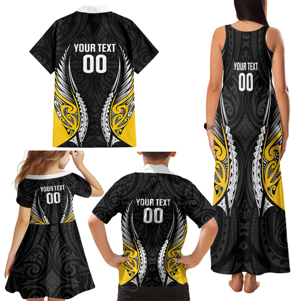 Wellington 2026 Rugby Custom Family Matching Tank Maxi Dress and Hawaiian Shirt NZ Maori Silver Fern