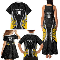 Wellington 2026 Rugby Custom Family Matching Tank Maxi Dress and Hawaiian Shirt NZ Maori Silver Fern