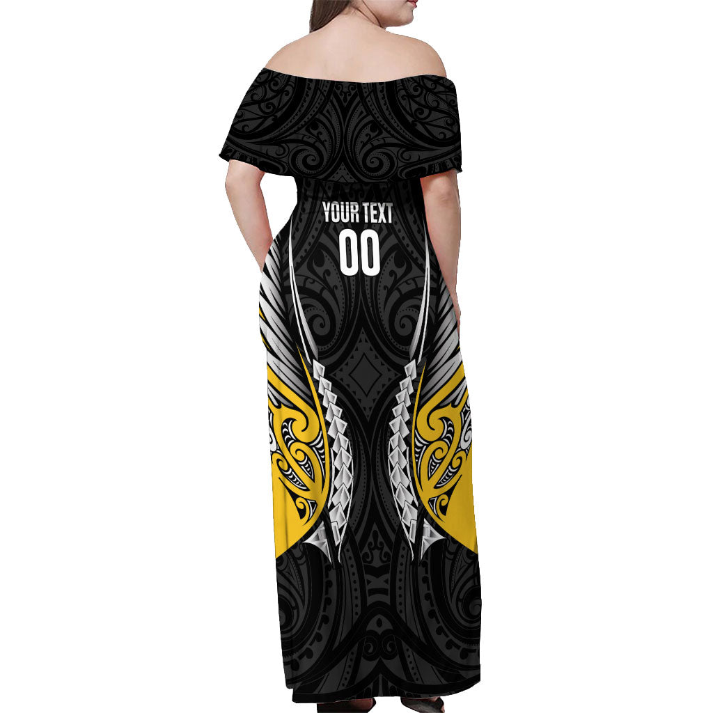 Wellington 2026 Rugby Custom Off Shoulder Maxi Dress NZ Maori Silver Fern