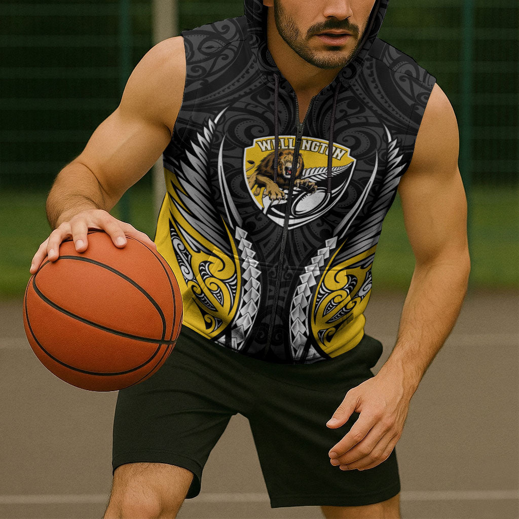 Wellington 2026 Rugby Custom Sleeveless Zip Hoodie NZ Maori Silver Fern