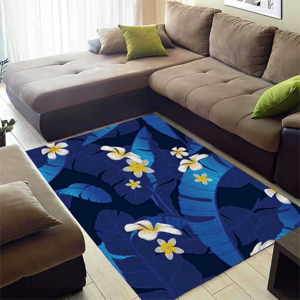 Teal Purple Banana Leaf Hawaii Area Rug Lau Maia Plumeria Tropical Summer Vibes