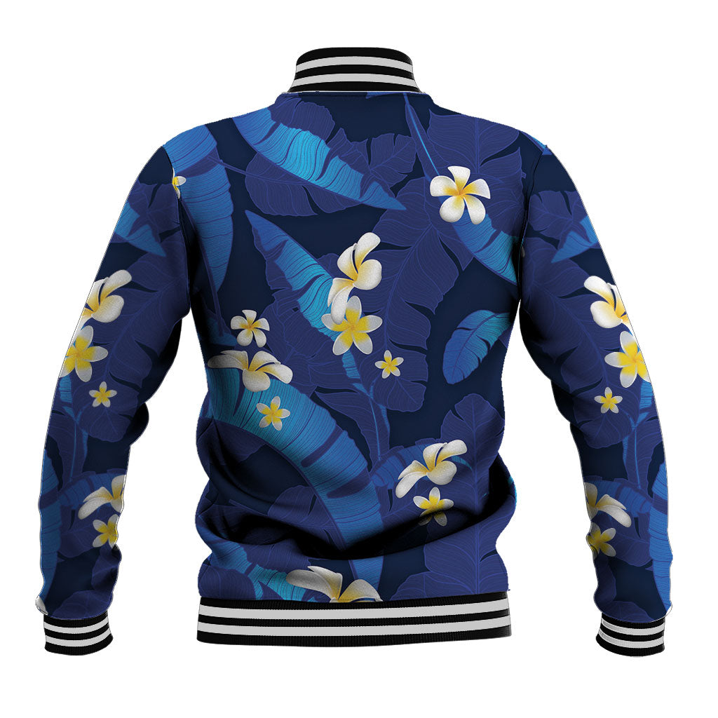 Teal Purple Banana Leaf Hawaii Baseball Jacket Lau Maia Plumeria Tropical Summer Vibes