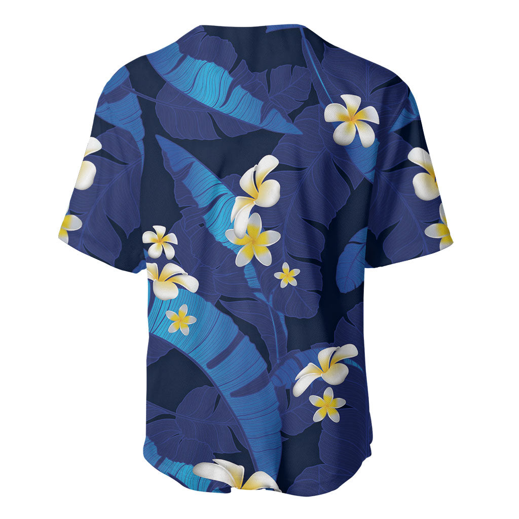 Teal Purple Banana Leaf Hawaii Baseball Jersey Lau Maia Plumeria Tropical Summer Vibes