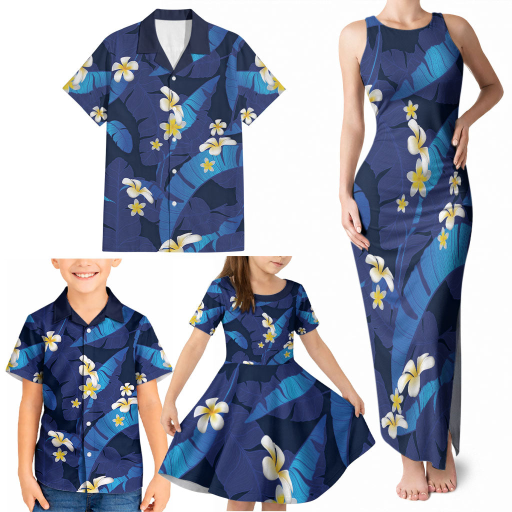 Teal Purple Banana Leaf Hawaii Family Matching Tank Maxi Dress and Hawaiian Shirt Lau Maia Plumeria Tropical Summer Vibes LT14 - Polynesian Pride