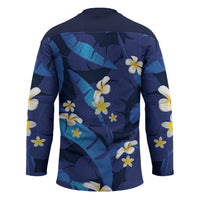 Teal Purple Banana Leaf Hawaii Hockey Jersey Lau Maia Plumeria Tropical Summer Vibes