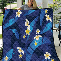 Teal Purple Banana Leaf Hawaii Quilt Lau Maia Plumeria Tropical Summer Vibes