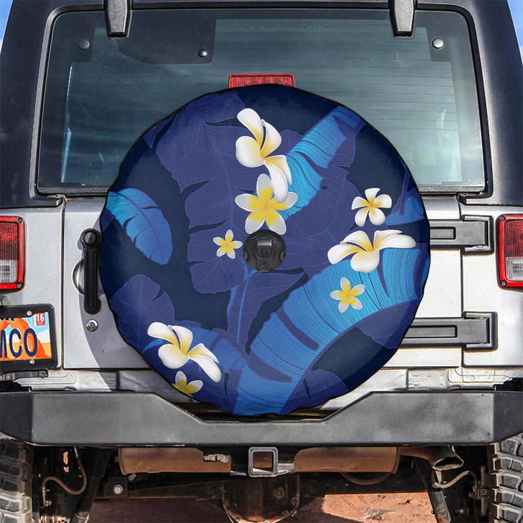 Teal Purple Banana Leaf Hawaii Spare Tire Cover Lau Maia Plumeria Tropical Summer Vibes