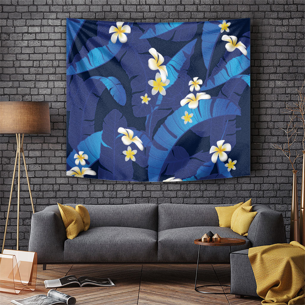 Teal Purple Banana Leaf Hawaii Tapestry Lau Maia Plumeria Tropical Summer Vibes