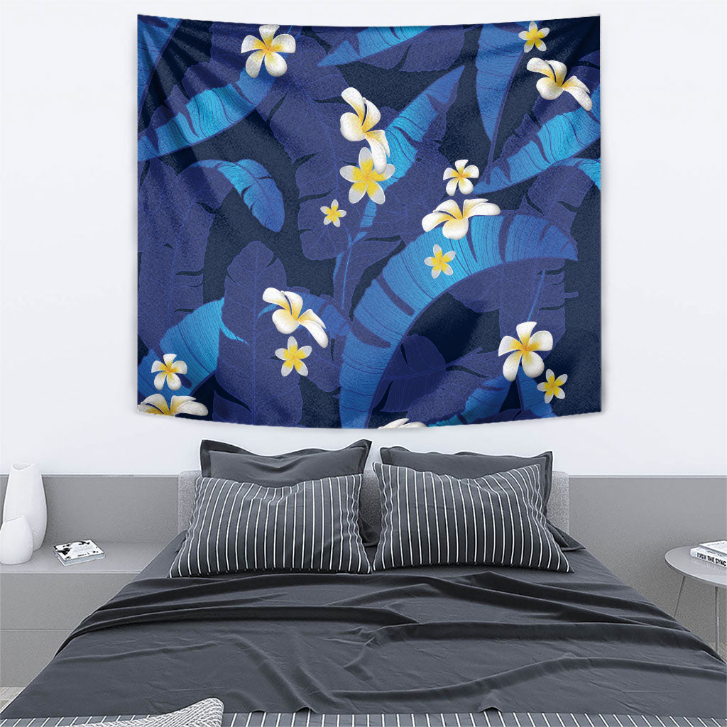 Teal Purple Banana Leaf Hawaii Tapestry Lau Maia Plumeria Tropical Summer Vibes