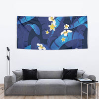 Teal Purple Banana Leaf Hawaii Tapestry Lau Maia Plumeria Tropical Summer Vibes