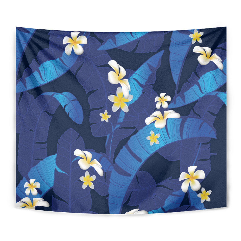 Teal Purple Banana Leaf Hawaii Tapestry Lau Maia Plumeria Tropical Summer Vibes
