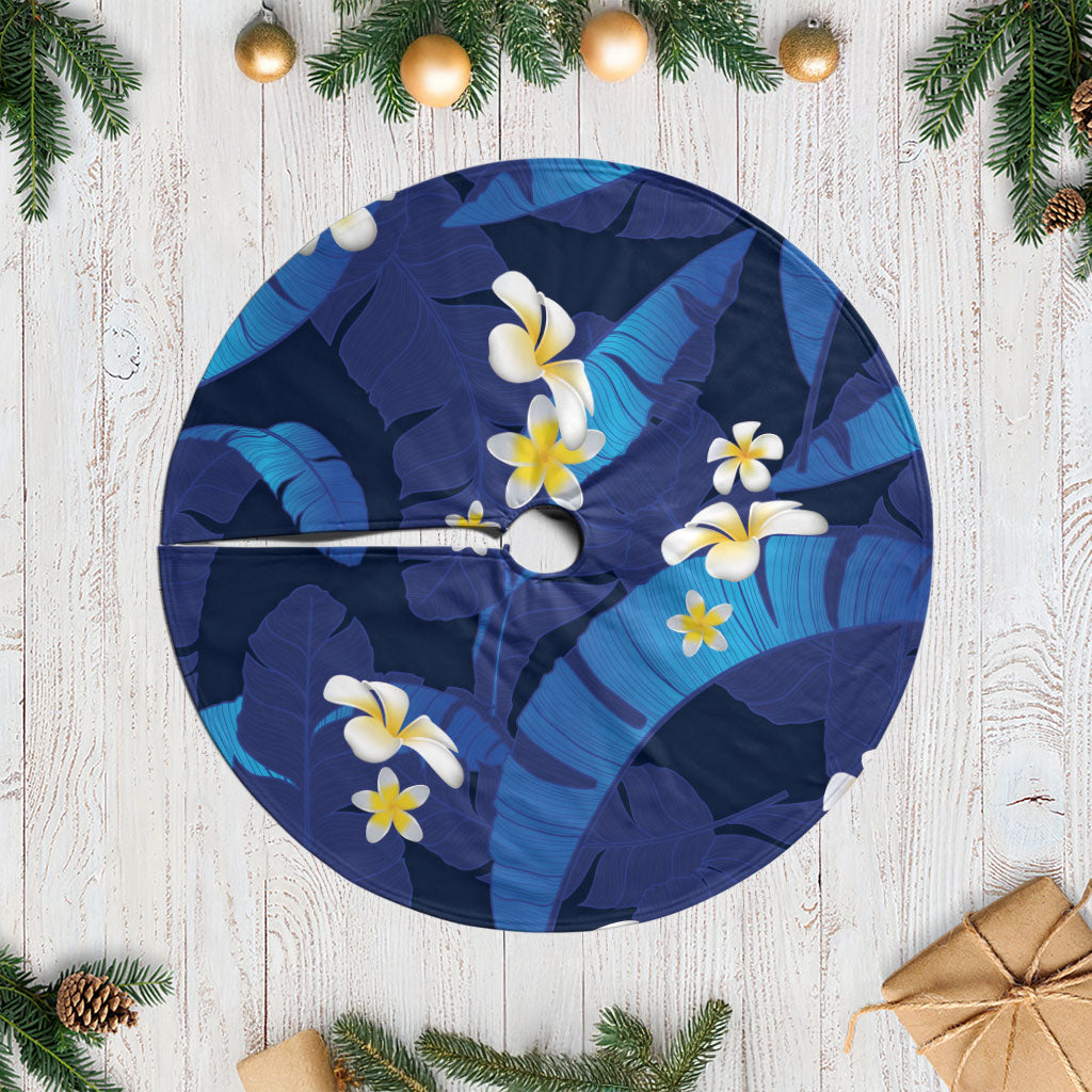 Teal Purple Banana Leaf Hawaii Tree Skirt Lau Maia Plumeria Tropical Summer Vibes