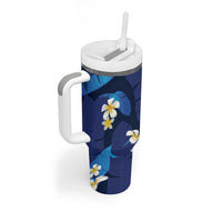 Teal Purple Banana Leaf Hawaii Tumbler With Handle Lau Maia Plumeria Tropical Summer Vibes