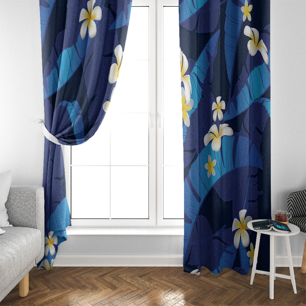 Teal Purple Banana Leaf Hawaii Window Curtain Lau Maia Plumeria Tropical Summer Vibes
