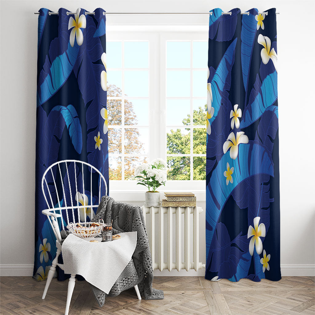 Teal Purple Banana Leaf Hawaii Window Curtain Lau Maia Plumeria Tropical Summer Vibes