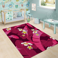 Pink Banana Leaf Hawaii Area Rug Lau Maia Plumeria Tropical Summer Vibes