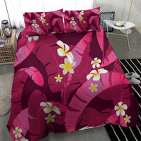 Pink Banana Leaf Hawaii Bedding Set Lau Maia Plumeria Tropical Summer Vibes