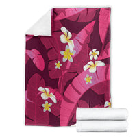 Pink Banana Leaf Hawaii Blanket Lau Maia Plumeria Tropical Summer Vibes
