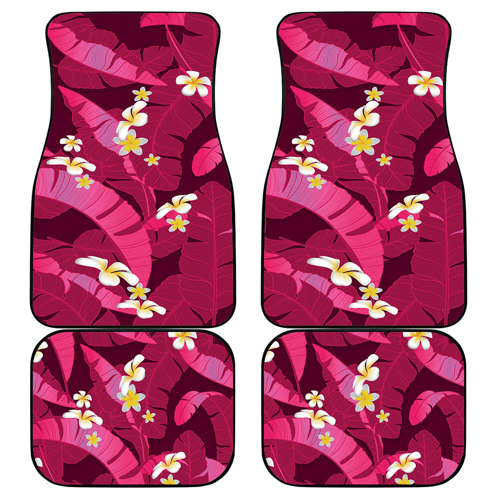Pink Banana Leaf Hawaii Car Mats Lau Maia Plumeria Tropical Summer Vibes